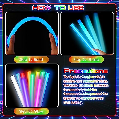 Lewtemi 14 Inch Large Glow Sticks - Vibrant Color, 10 Pack, Waterproof & Non-Toxic