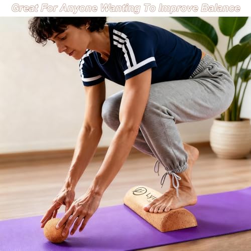 Cork Balance Board Kit with Massage Ball & Resistance Bands