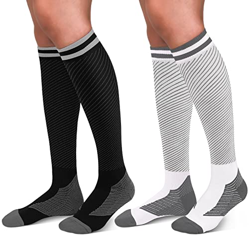 Large-X-Large Compression Socks 30-40mmHg Support for Women & Men Knee High Hiking Running