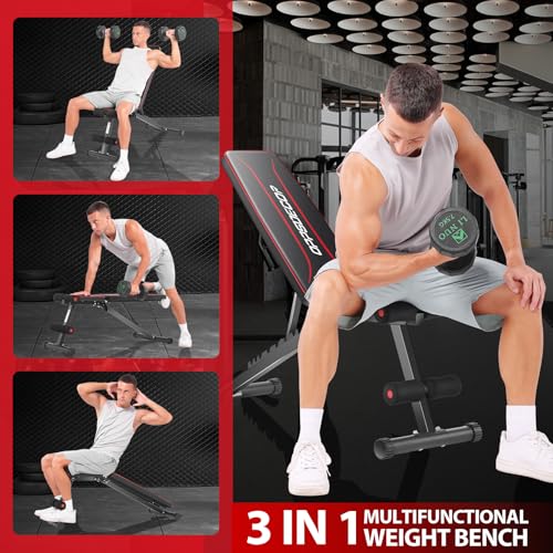 Adjustable Weight Bench for Home Gym - 660LBS Capacity, Black