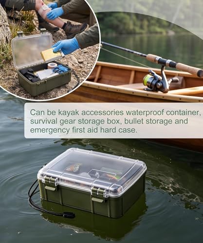 Uxwuy Olive Green Large Waterproof Dry Box – Airtight Floating Hard Case for Survival, Electronics & Outdoor Gear (Green)