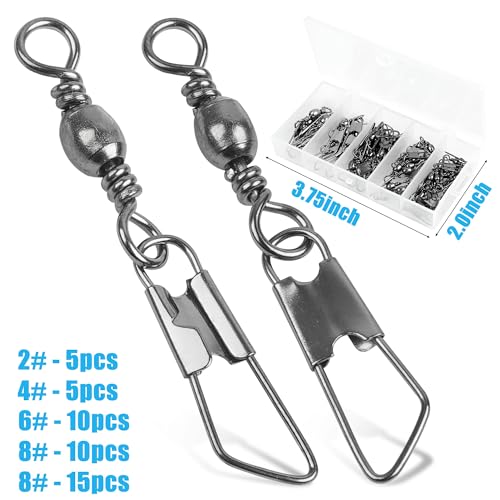 Barrel Swivel Fishing Snaps - Stainless Steel & Copper - #12 15lb - 50 Count