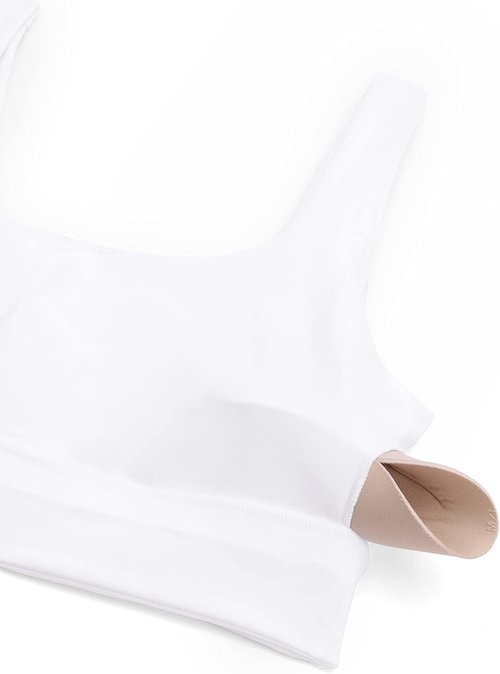 CRZ YOGA Butterluxe U Back Longline Sports Bra - Padded Scoop Neck Yoga Crop Top for Women