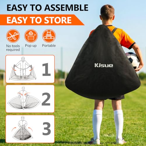 Kids Soccer Goal Set - 4X3 FT Portable Pop Up Net - Black