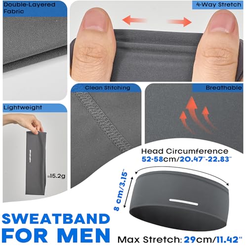 Lightweight Moisture Wicking Men's Headband - Dark Gray
