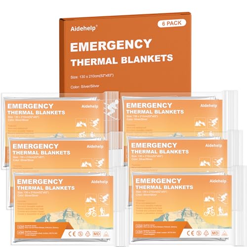 6-Pack Emergency Mylar Thermal Blankets for Survival & Outdoor Use