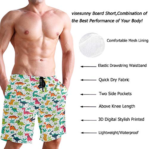 Men's Quick Dry Swim Trunks - Casual Beach Shorts, XX-Large #Cute Dinosaur
