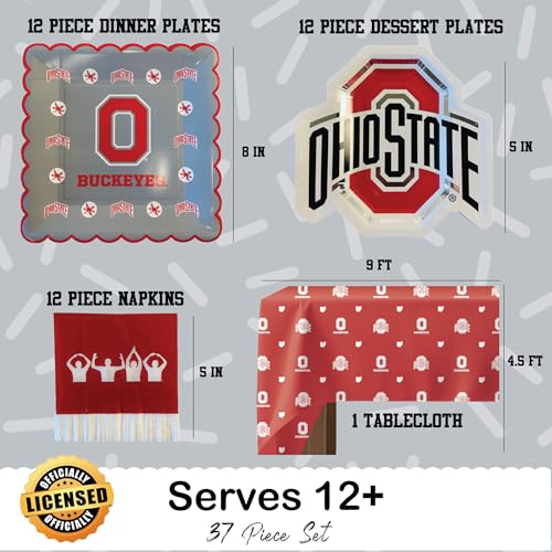 Ohio State Buckeyes Party Supplies 37 Pc Plates Napkins Decor – OSU Theme Party Kit