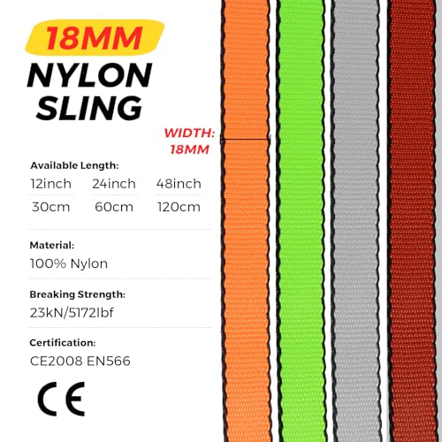 18mm Nylon Climbing Sling Runner - 23kN CE Certified - Green, 30cm