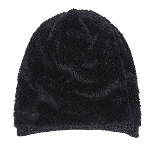 REDESS Unisex Winter Knit Beanie Hat Black One Size A1 - Warm Slouchy Skull Cap