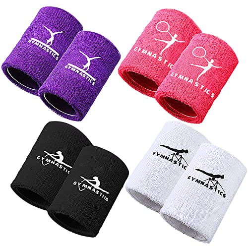 4 Pcs Kids Gymnastics Wristbands - Black, Purple, White, Pink