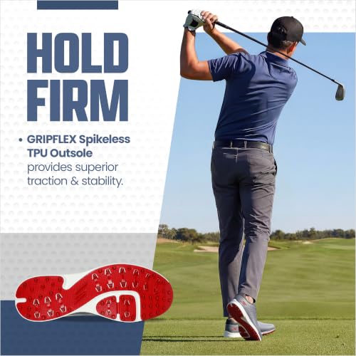 Men's Waterproof Golf Shoes - Gray/Red, 12 Wide