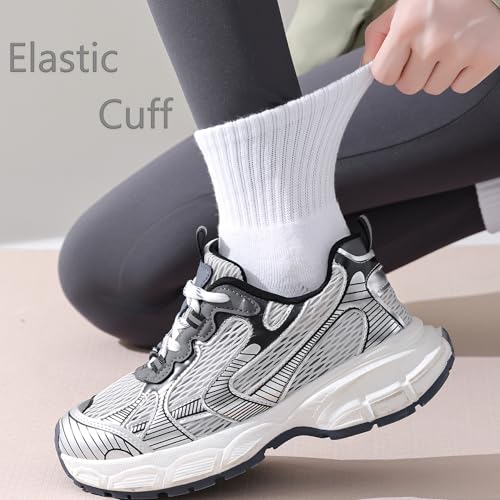 LO SHOKIM Ankle Socks Boys Girls Cushioned Athletic Socks 5 Pairs Style B-white Large