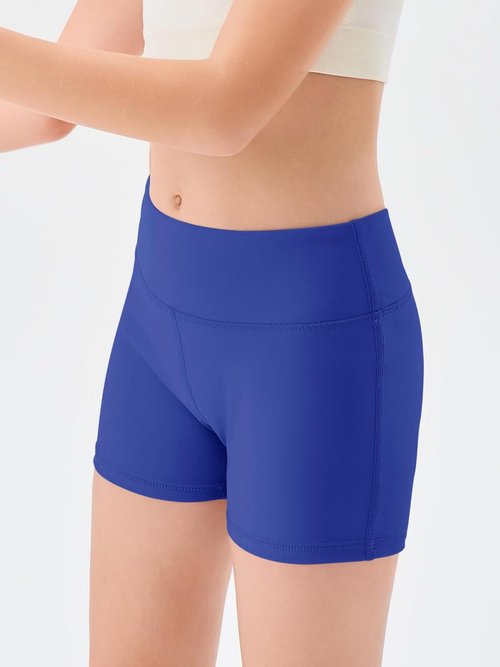 Haloumoning Girls Athletic Shorts - High Waisted Biker Shorts for Gymnastics & Dance | Ages 5-14