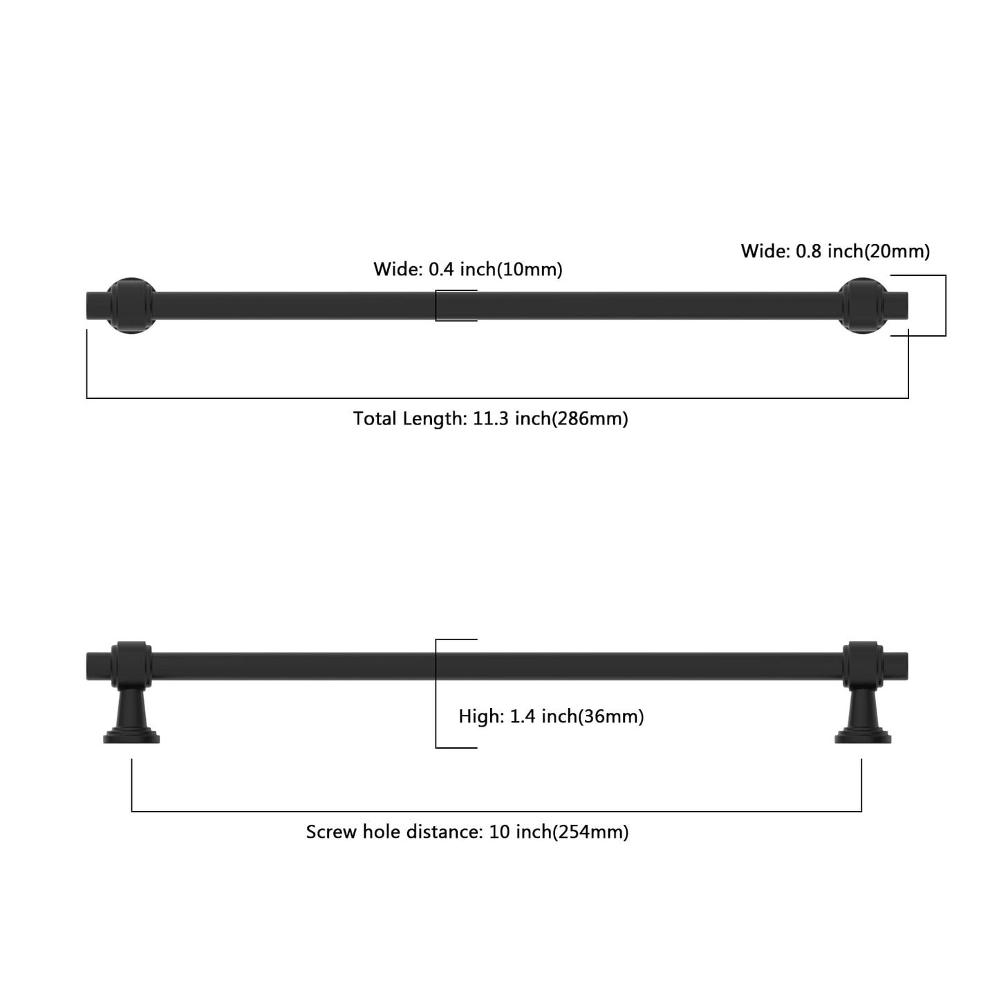 Coinkoly 10 Pack 10"(254mm) Matte Black Cabinet Pulls Kitchen Cabinet Handles Black Cabinet Hardware Drawer Pulls for Cupboard CK0081