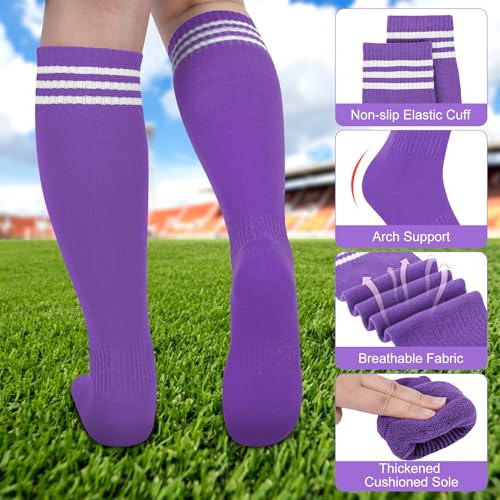 Kids Soccer Socks - Black, Pink & Purple - 3 Pairs (3-6 Years)