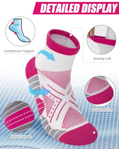 Ankle Crew Socks for Women - 5 Pairs in White, Pink, Orange, Yellow, Green, Blue