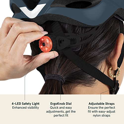 Silas Road Bike Helmet - Adjustable 54-61cm with LED Light - Matte Graphite