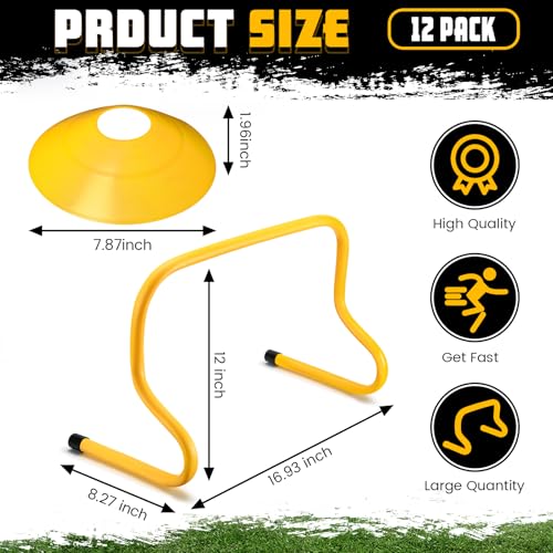 Agility Hurdles Training Set - 12 Yellow Hurdles & Cones