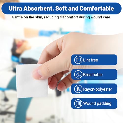 Sterile Gauze Pads 2x2 - 100 Pack 8-Ply Non-Woven Sponges