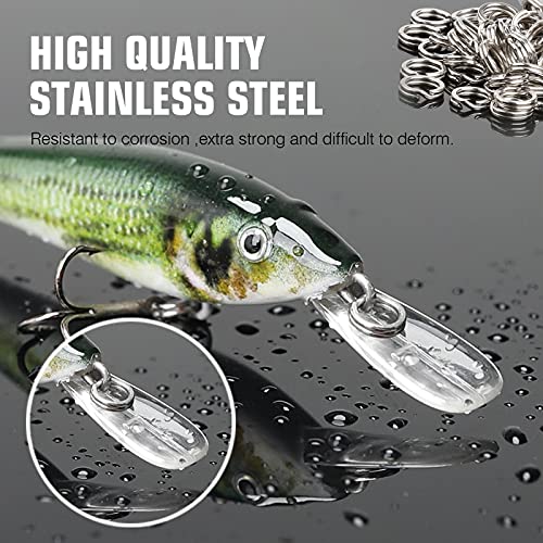AMYSPORTS Stainless Steel Saltwater Fishing Split Rings 16 Size 300lb 50 pcs