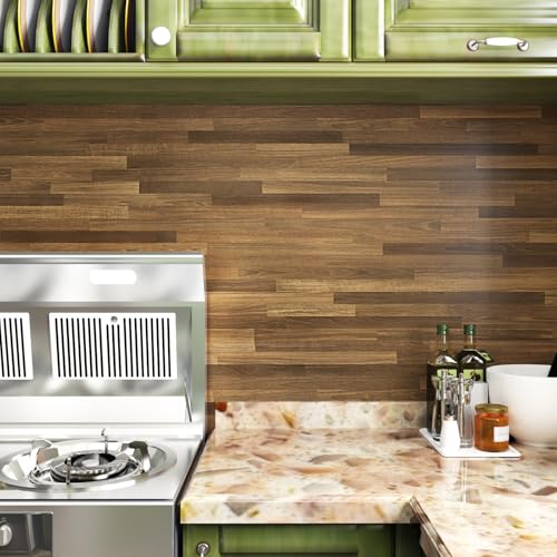 WESTICK Kitchen Butcher Block Countertop Contact Paper Waterproof Butcher Block Wood Peel and Stick Wallpaper Removable Brown Wood Contact Paper for Countertops Tables Desk Cabinets Walls 15.8" x 80"