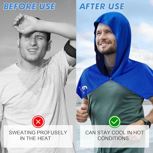 Cooling Hoodie Towel - Instant Cooling, UPF 50 Sun Protection, Royal Blue