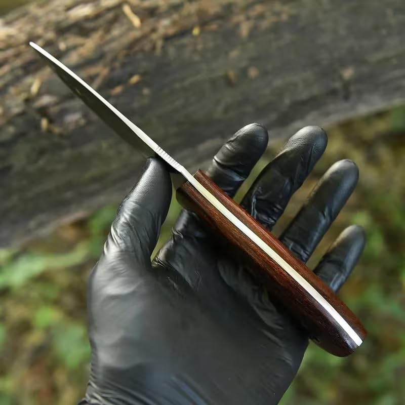 FH Traders Rose Wood Fixed Blade Hunting Tracker Knife with Leather Sheath