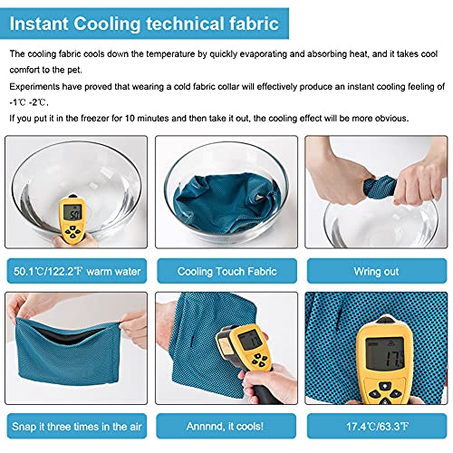 Dog Cooling Bandana Collar - Instant Cooling Scarf for Medium Dogs, Blue