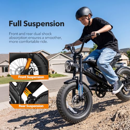 Electric Bike for Kids & Teens - Qlife Spark D1 1500W, 16" Fat Tire - Black