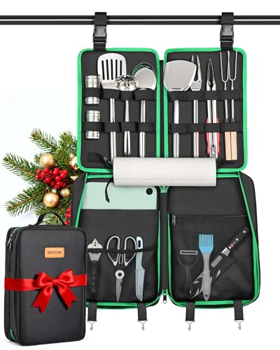 FANGSUN 16Pcs Green Camping Cooking Utensil Set Portable Kitchen Tools