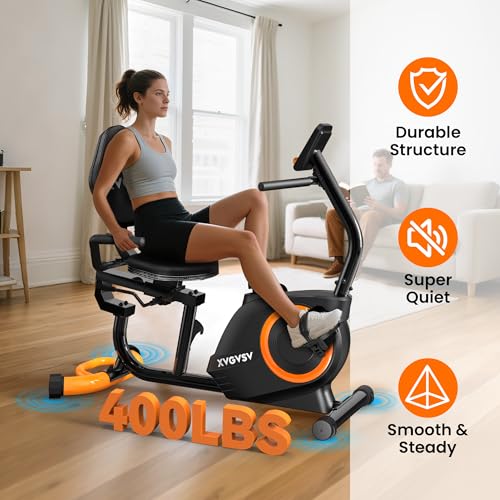 Recumbent Exercise Bike for Home - 16-Level Resistance, Adjustable Seat, 400LB Support