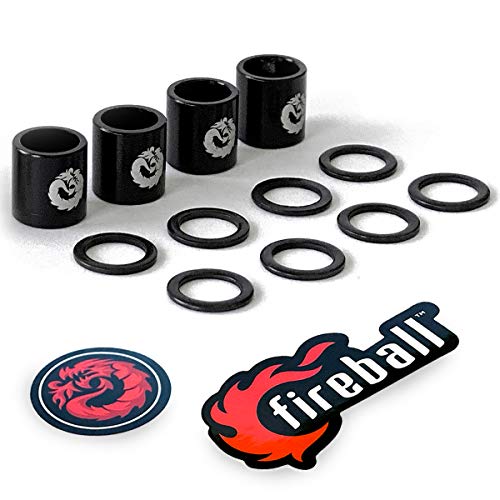 Precision Skateboard Bearing Spacers and Speed Rings Set - Black