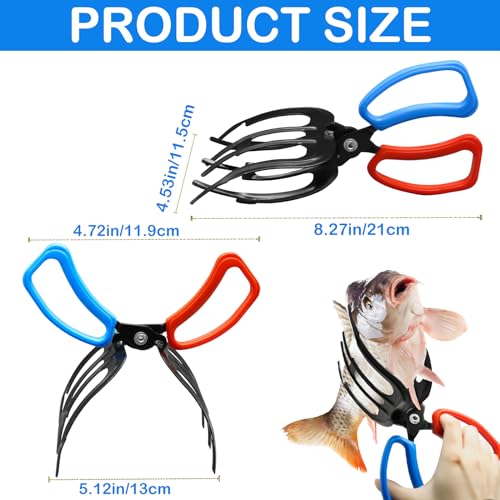 3 Claw Fish Gripper Tool - Metal Fishing Grips with Anti-Slip Handles