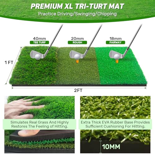 10x7FT Golf Net with Practice Mat - Indoor/Outdoor Training Aid