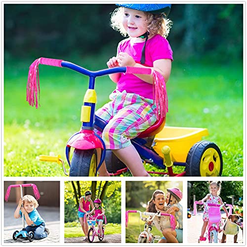 Bike Handlebar Grips with Pink Tassel Streamers - Kids