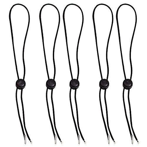 Adjustable Hat Chin Strap - Flexible, Removable, Black - Set of 5