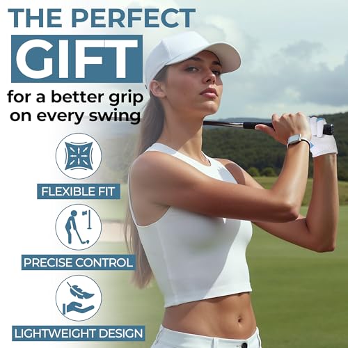 Ladies Golf Glove - Breathable Lightweight - Left Hand - Blue - Medium