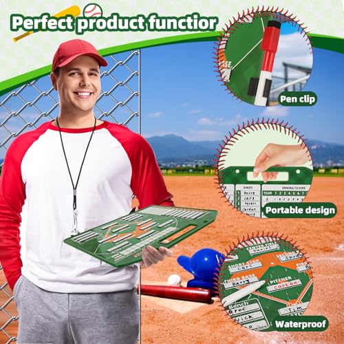 Magnetic Baseball Lineup Board with 40 Sheets - Green