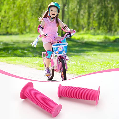 Kids Bike Grips - Soft Rubber Handlebar Grips for BMX & Toddler Bikes - Pink