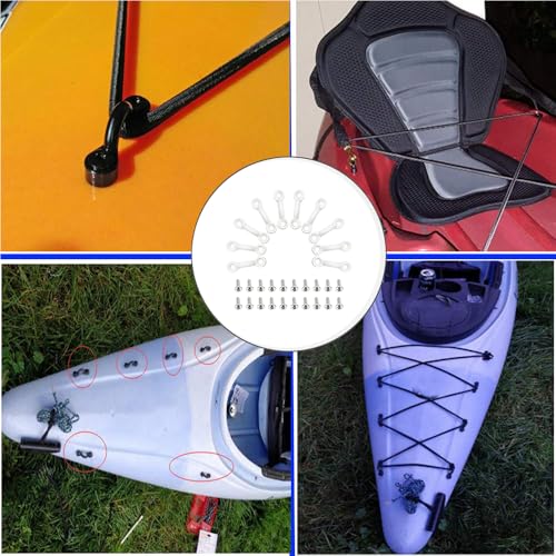 Kayak Pad Eye Kit - 10 Nylon Tie Down Loops, Stainless Steel Screws - White