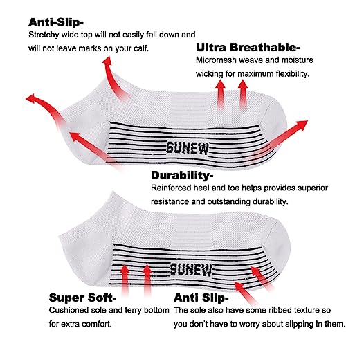 Sunew 3 Pairs Viscose Bamboo Socks, Unisex Cushioned Ankle Socks – Medium White