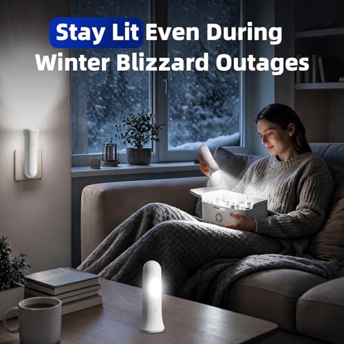 White ROSSEX 4-in-1 Rechargeable Emergency Wall Light with Night Light - Power Outage Ready