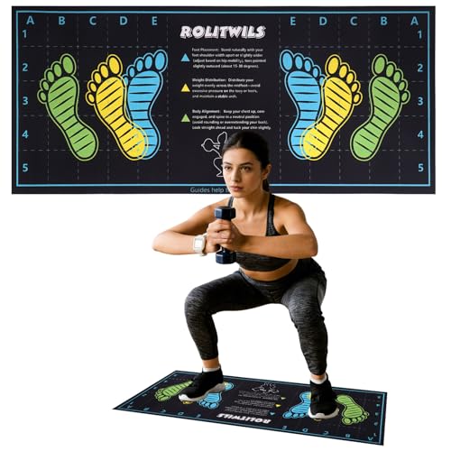 Anti-Slip Squat Mat with Foot Position Guides - Black 31.5'' x 13.8''