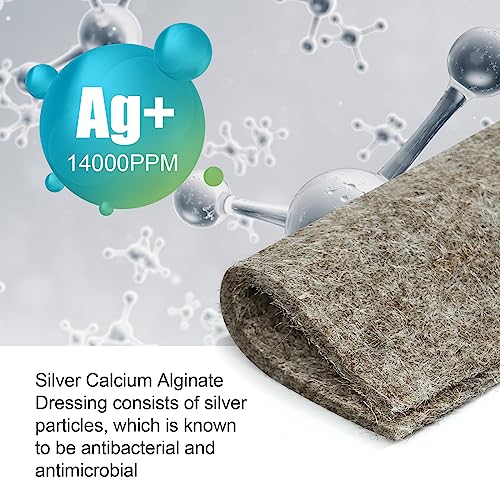 OPTITEKNIK Silver Calcium Alginate Wound Dressing Pads 4x4 Inch Pack of 10 - Absorbent, Non-Stick, Pain-Free Removal