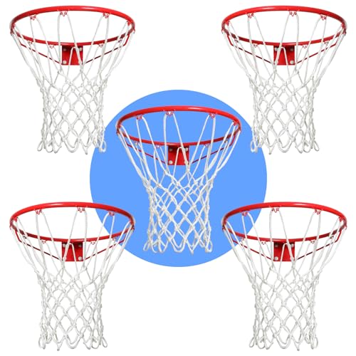 LAO XUE 5 Pcs Heavy Duty Outdoor Basketball Nets 12 Loops All Weather Replacement