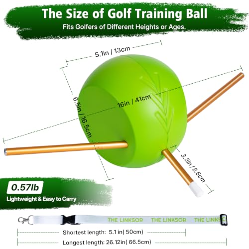 Golf Swing Trainer Aid for Beginners - Portable Practice Ball & Rod