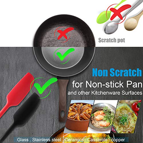 Silicone Jar Spatula Scraper - 11-inch Heat Resistant - Red & Black Set