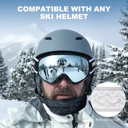 Ski Goggles OTG - Over Glasses Snowboard Goggles - A1 White Silver VLT 10%