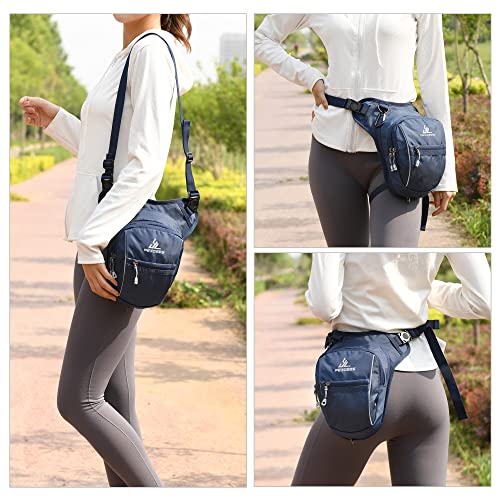 Peicees Dark Blue Motorcycle Leg Bag for Men & Women, Expandable Thigh Bag